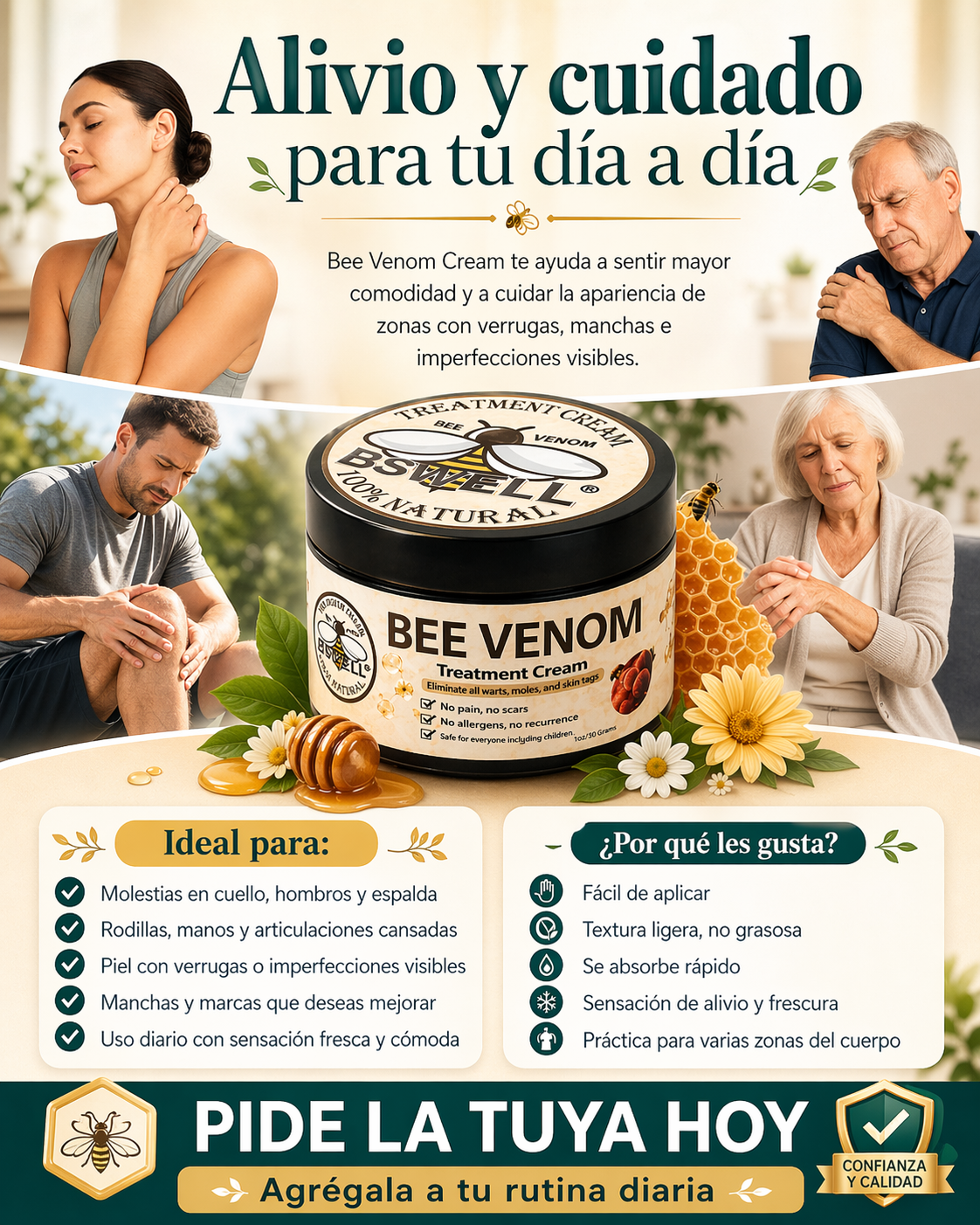 Crema de Veneno de Abeja Original: Alivio Articular (Lleva 2x1)