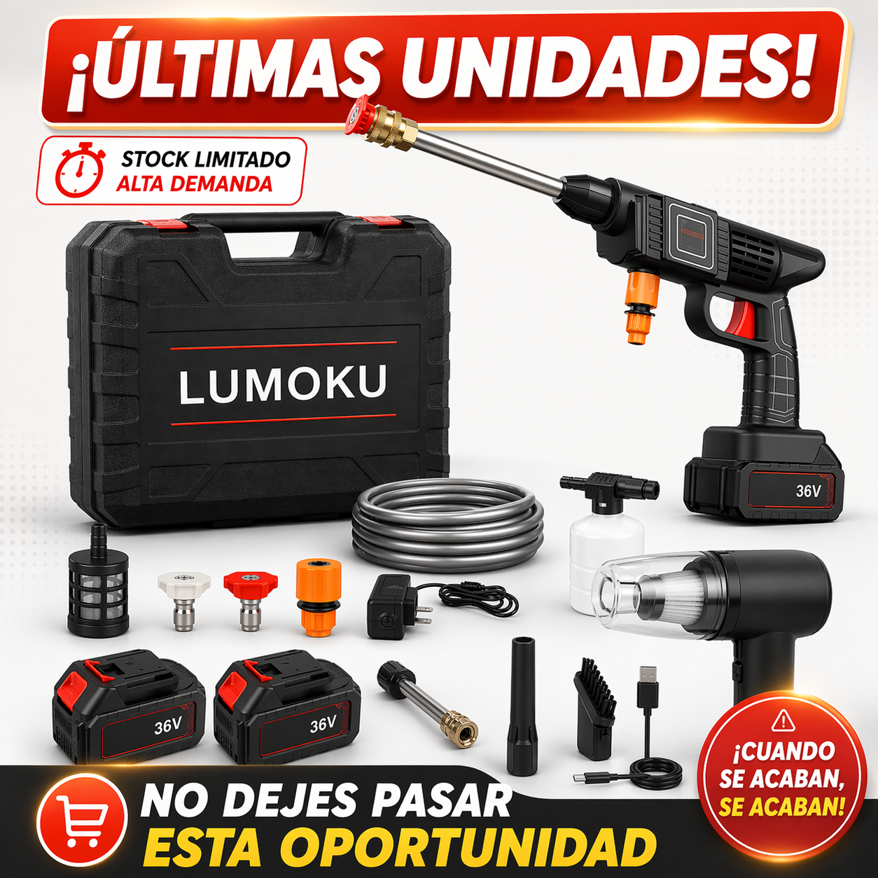Kit Pro Clean 2 en 1: Hidrolavadora + MiniAspirador